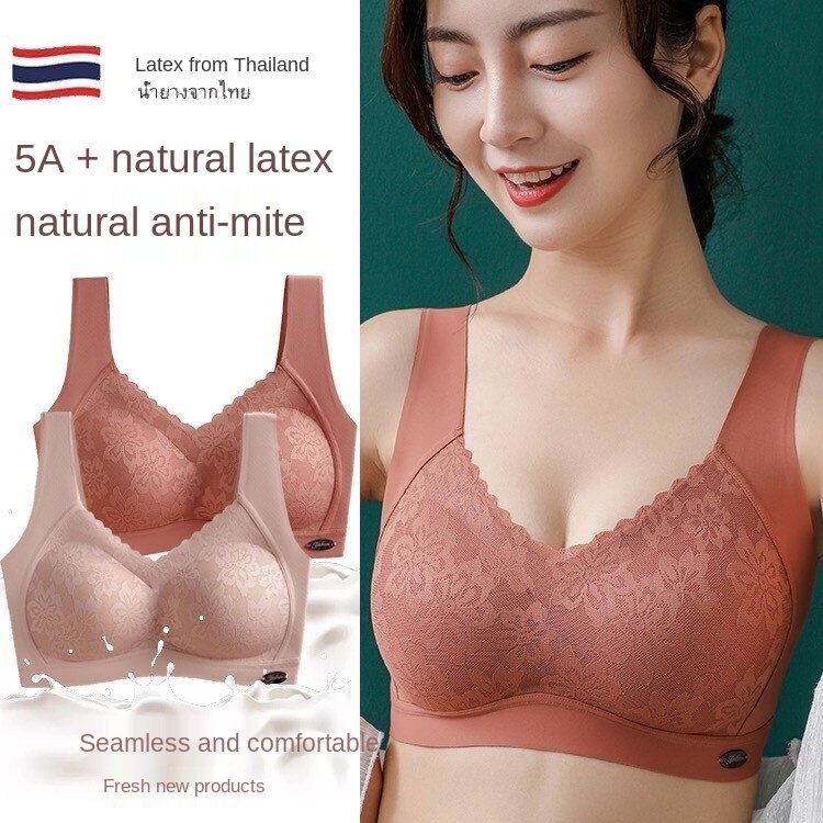 【Bra】2021 New Lace Thai Latex Seamless Bra Push Up Sport Yoga Wireless Women Sexy Bras