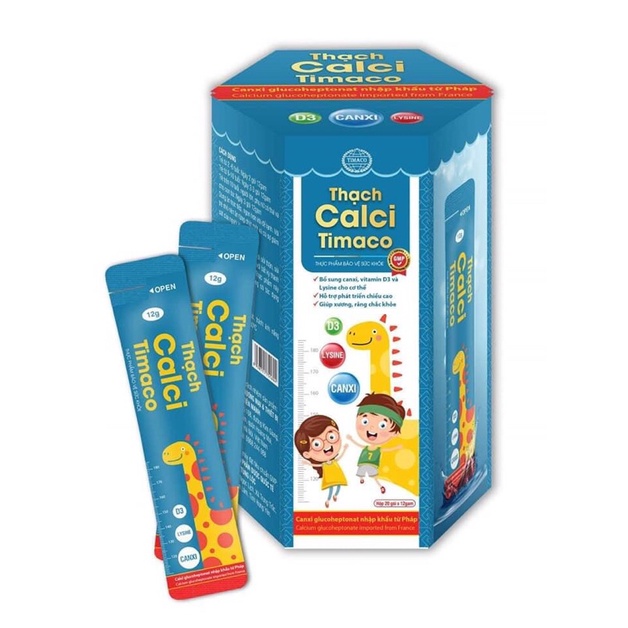 Thạch calci - Bổ sung canxi, vitamin D3 hỗ trợ trẻ phát triển chiều cao, giúp xương chắc khỏe - Hộp 20 gói0