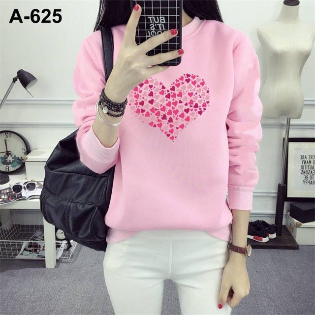 Áo nỉ trái tim hồng có bigsize