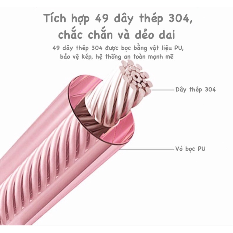 Dây Đai Chống Lạc Cho Bé, Dây Dắt Trẻ Em Đi Dạo Chống Đi Lạc Lõi Thép, Chống Xoắn, Có Khóa An Toàn