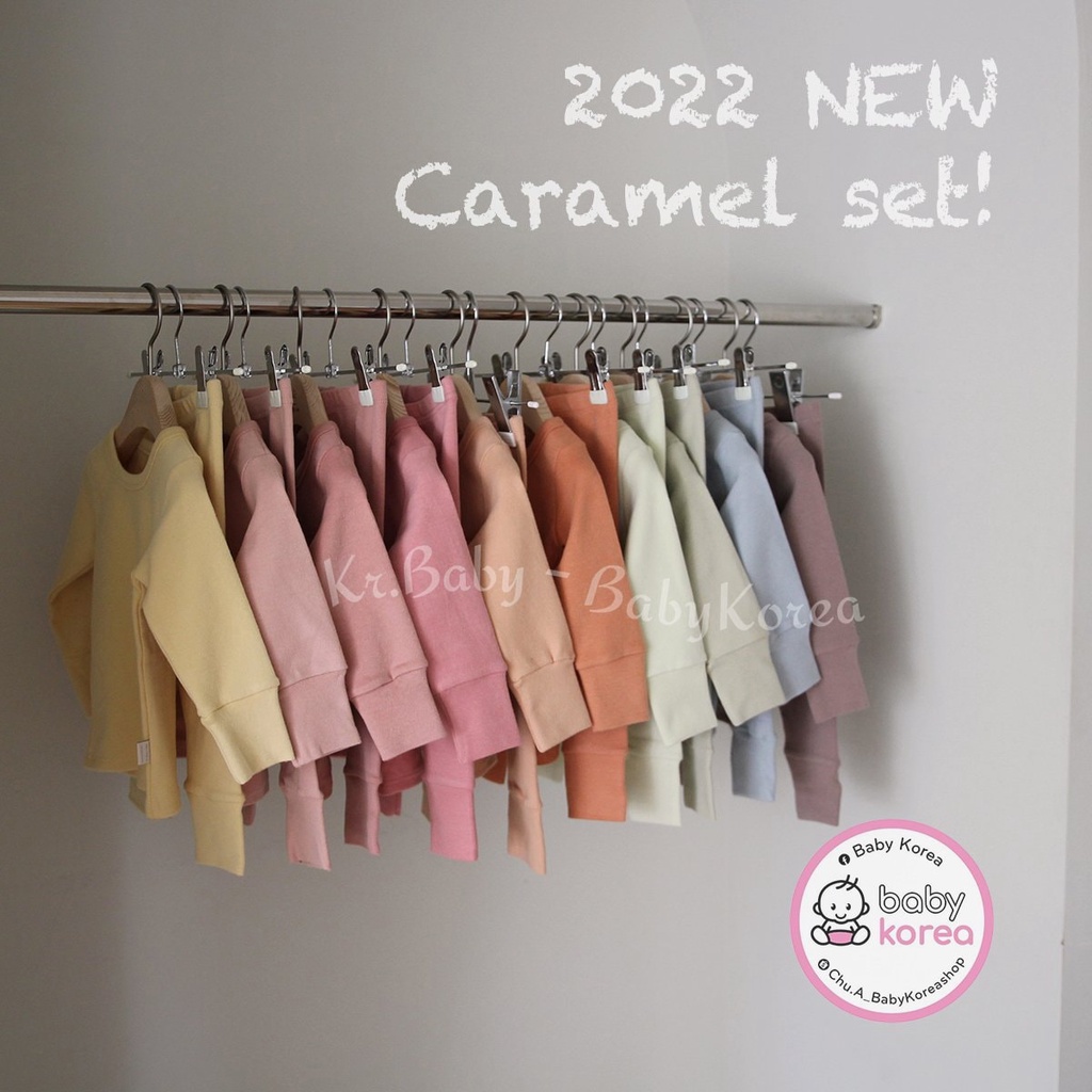 Bộ áo kèm quần trơn giữ nhiệt Caramel Made in Korea cho bé trai bé gái chính hãng Hàn Quốc thời trang trẻ em BABYKOREA