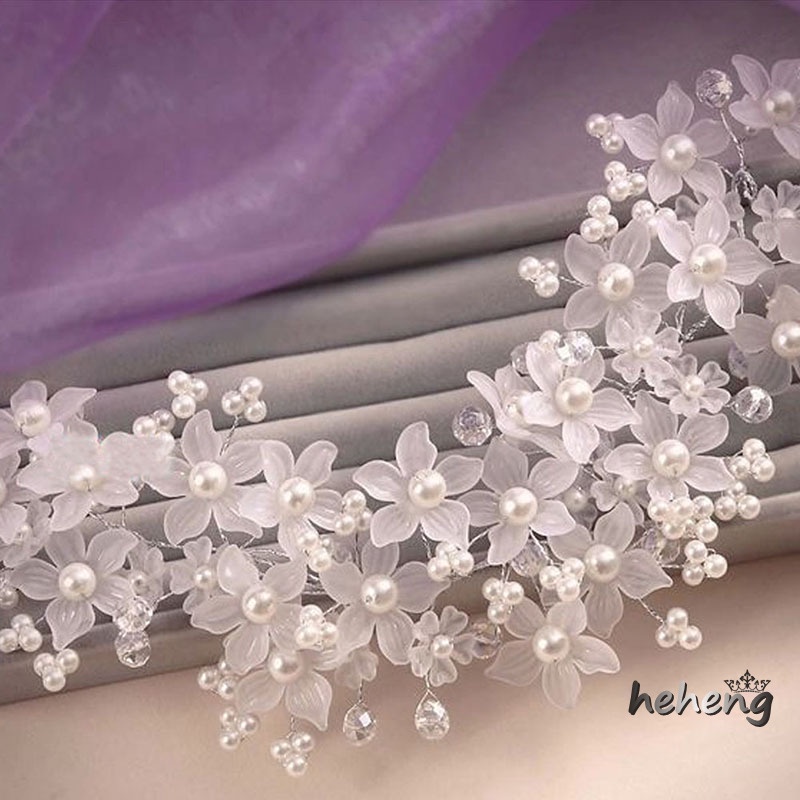 Trâm Cài Tóc Hoa Đính Ngọc Trai Nhân Tạo Cho Cô Dâu