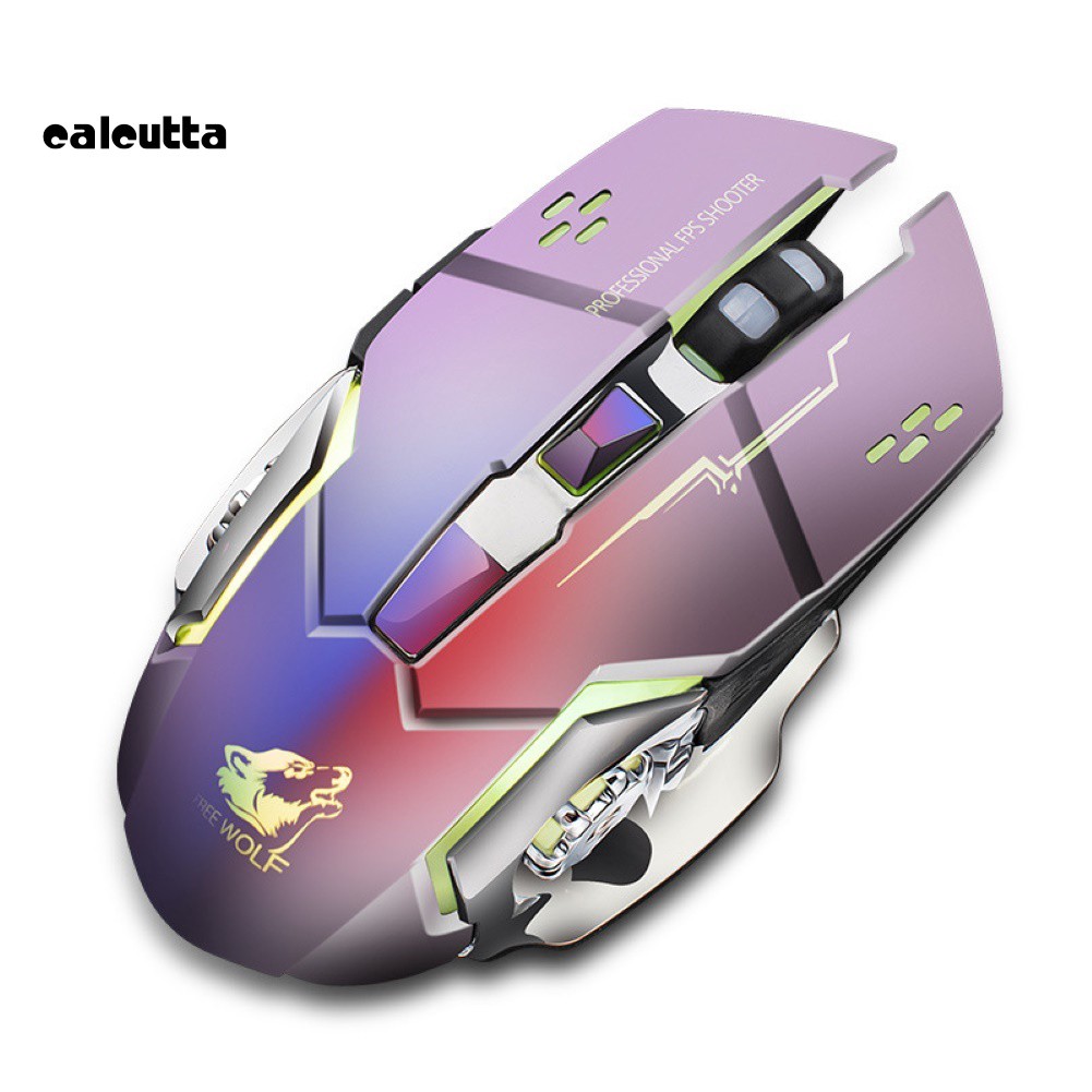 ✡YYS✡Rechargeable LED Backlit Mute Ergonomic Gaming Wireless Mouse with USB Receiver