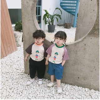 Quần thô+Quần Bò mềm bé trai bé gái+Áo phông chú hề style Hàn Quốc