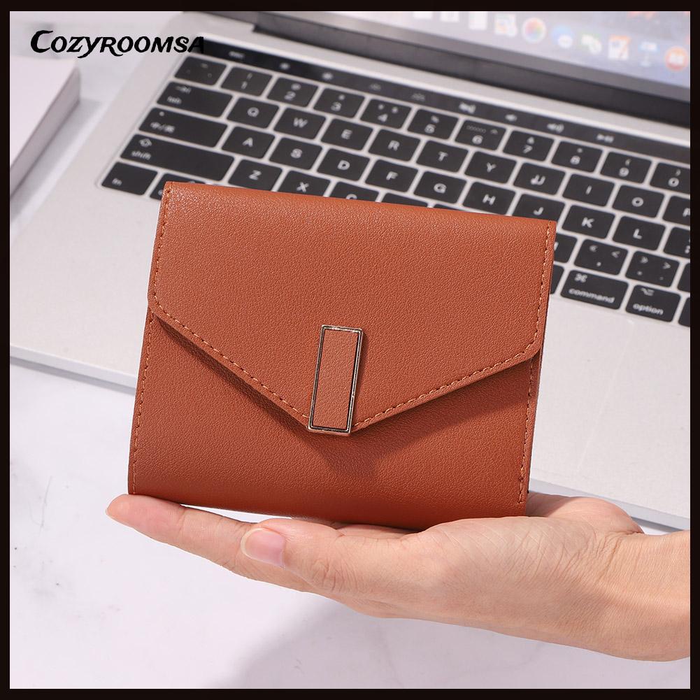 Ví da PU màu trơn thời trang đơn giản cho nữ