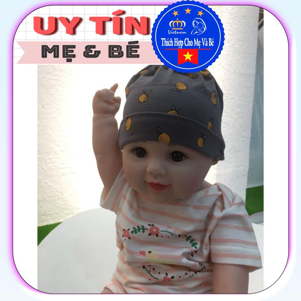 Nón em bé,mũ em bé kiểu hở đầu co giãn in bông (9559),  chất liệu cotton 100% , thương hiệu Aiueo Nhật Bản