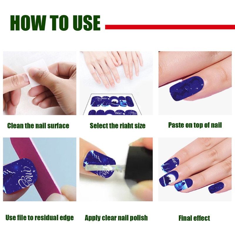 Sticker Dán Móng Họa Tiết Giáng Sinh Dễ Thương Bắt Mắt