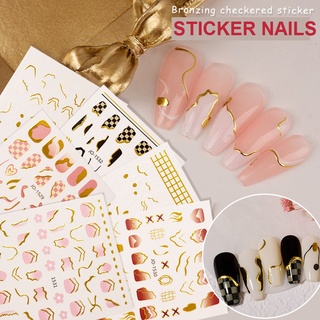 Sticker Nails 3D | Họa Tiết Bronzing Caro | Hình Dán Móng