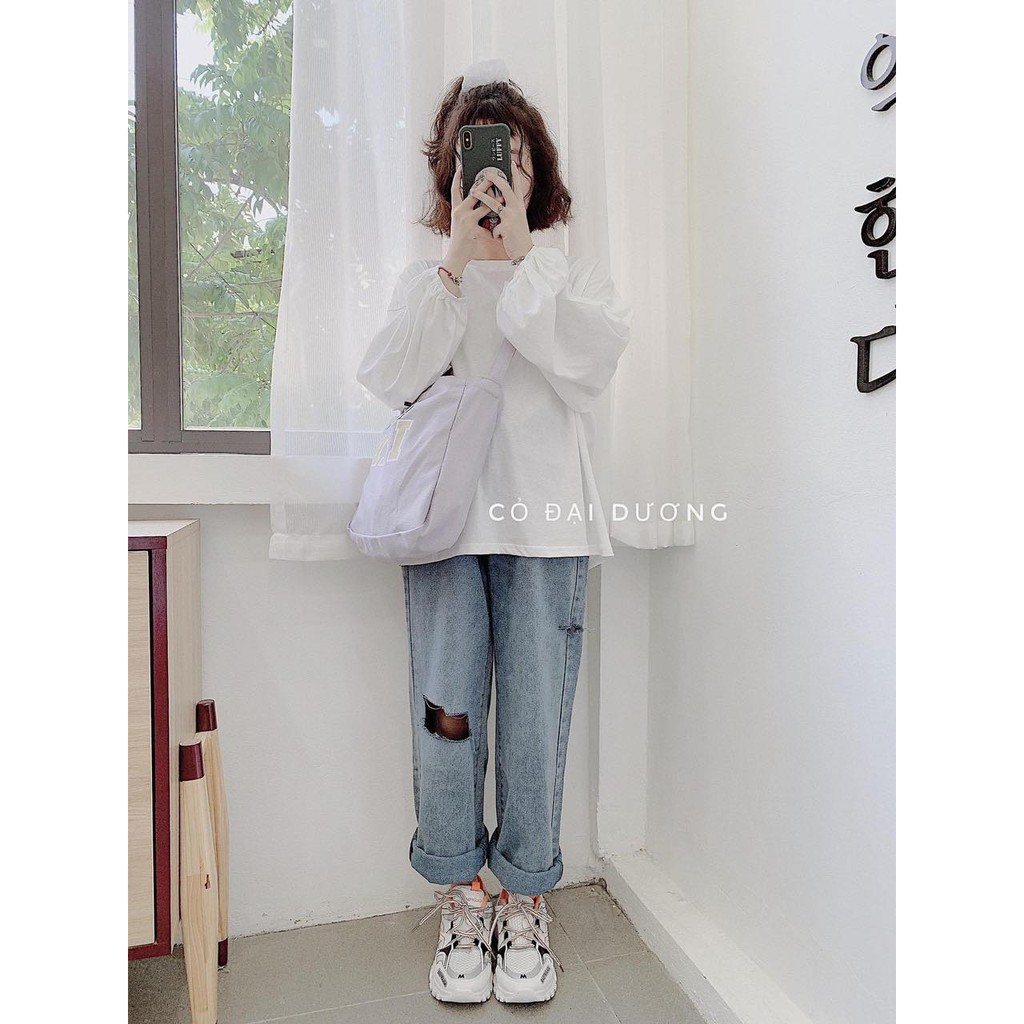 Áo Thun Tay Bồng BULGING Nữ ♥ Phông trơn bo chun bánh bèo tiểu thư màu Xanh | Hồng | Cam | Trắng Ulzzang ♥