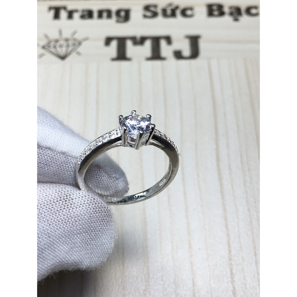 Nhẫn bạc nữ đính đá - bạc 925 cao cấp - nhẫn bạc đính đá 6 chấu hột thấp nhỏ nhắn sang trọng - TTJ-N00163