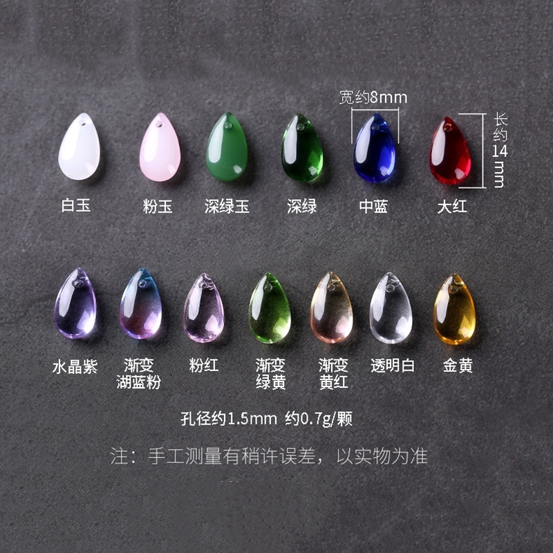 Set 8 Hạt Kính Hình Giọt Nước Làm Trang Sức