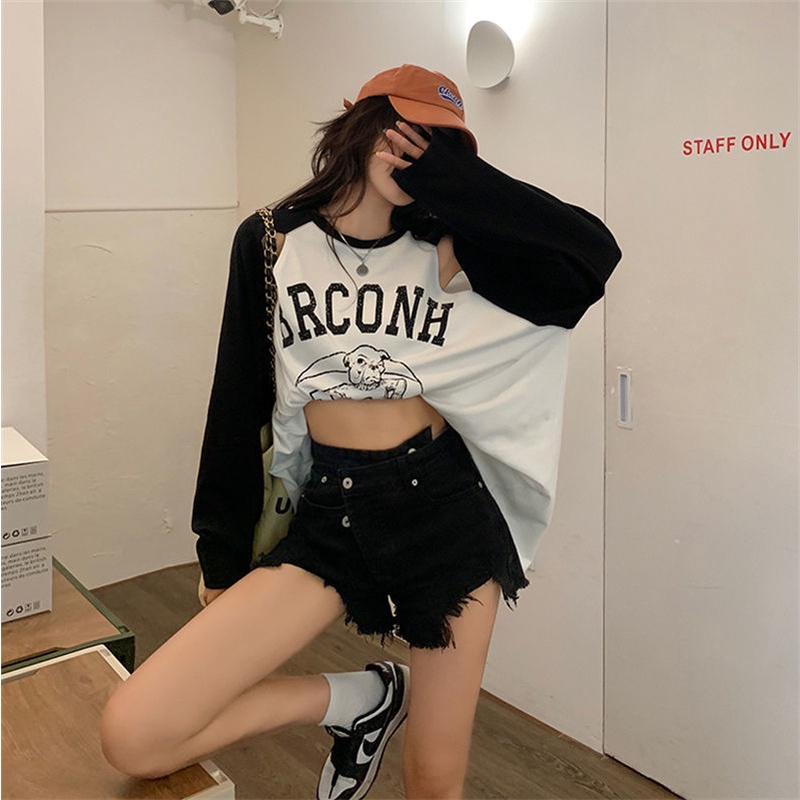 Áo Sơ Mi Chống Nắng Tay Dài Dáng Rộng Rách Cá Tính Cho Nữ