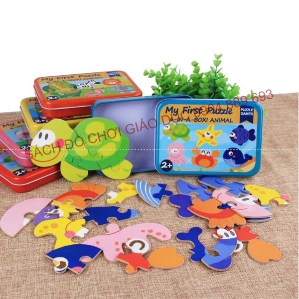 Bộ tranh ghép hộp sắt gồm 6 hình to - Bộ ghép hình My First Puzzle cho bé mới bắt đầu 6 in a box 6in1