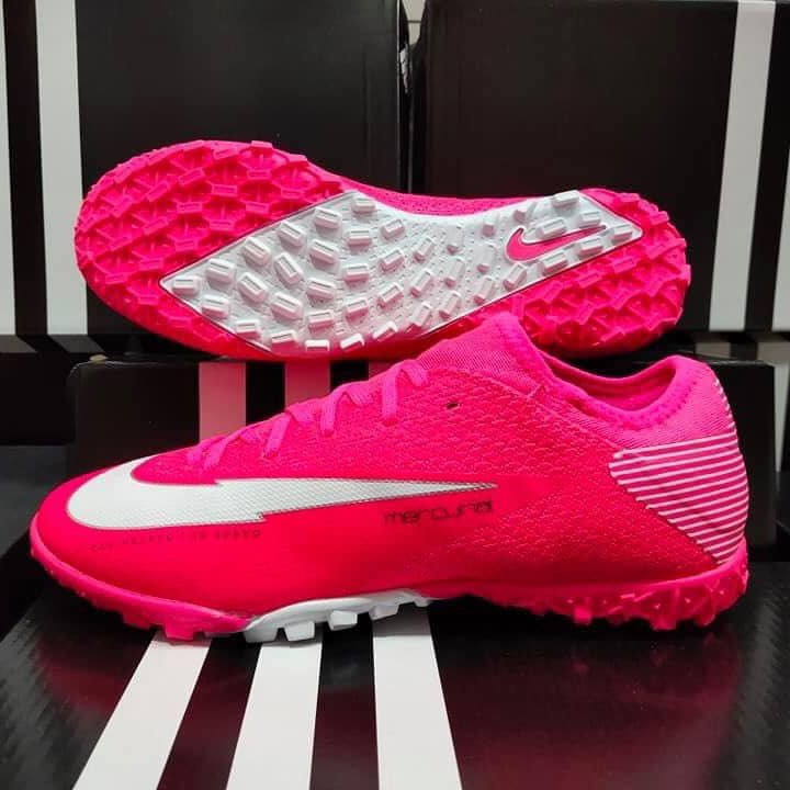 [ Có video ] Giày Đá Bóng Mercurial Vapor 13 Pro Hồng Vạch Trắng Cổ Lửng TF