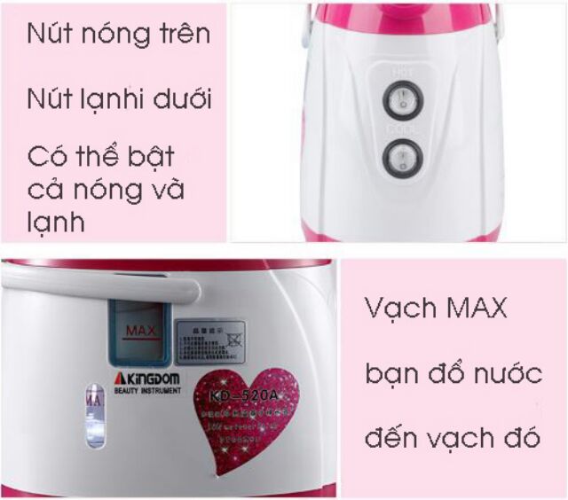 Máy Xông Mặt Nóng Lạnh NaNo-Ion Âm KingDom-520A ( Có Ngăn Chứa Thảo Dược)