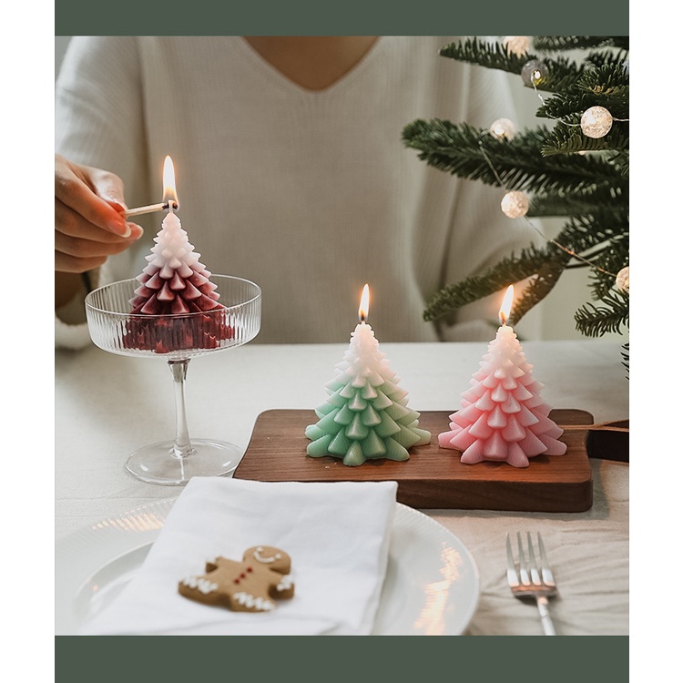 Nến Thơm Cây Thông Noel Mẫu Nhỏ Quà Tặng Giáng Sinh/Sinh Nhật - Mùi Hương Giáng Sinh [TẶNG KÈM ĐẾ GỖ]