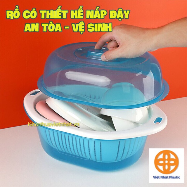Bộ rổ chậu có nắp đậy Việt Nhật 2 size hàng cao cấp tiện lợi (MS:3271/3272)