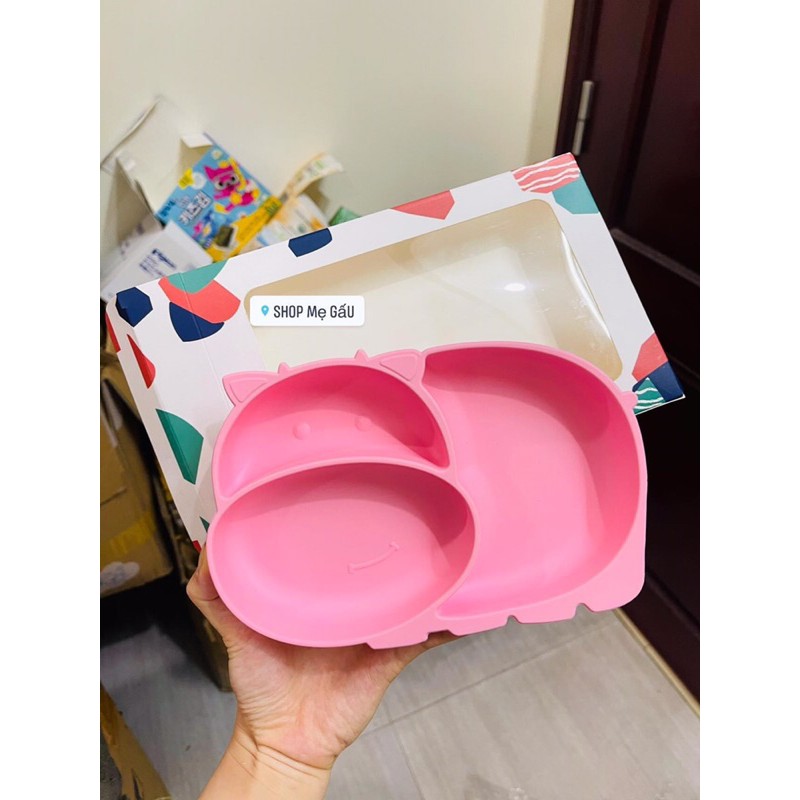 Khay ăn dặm Silicon có đế hút chống lật hình con vật ngộ nghĩnh