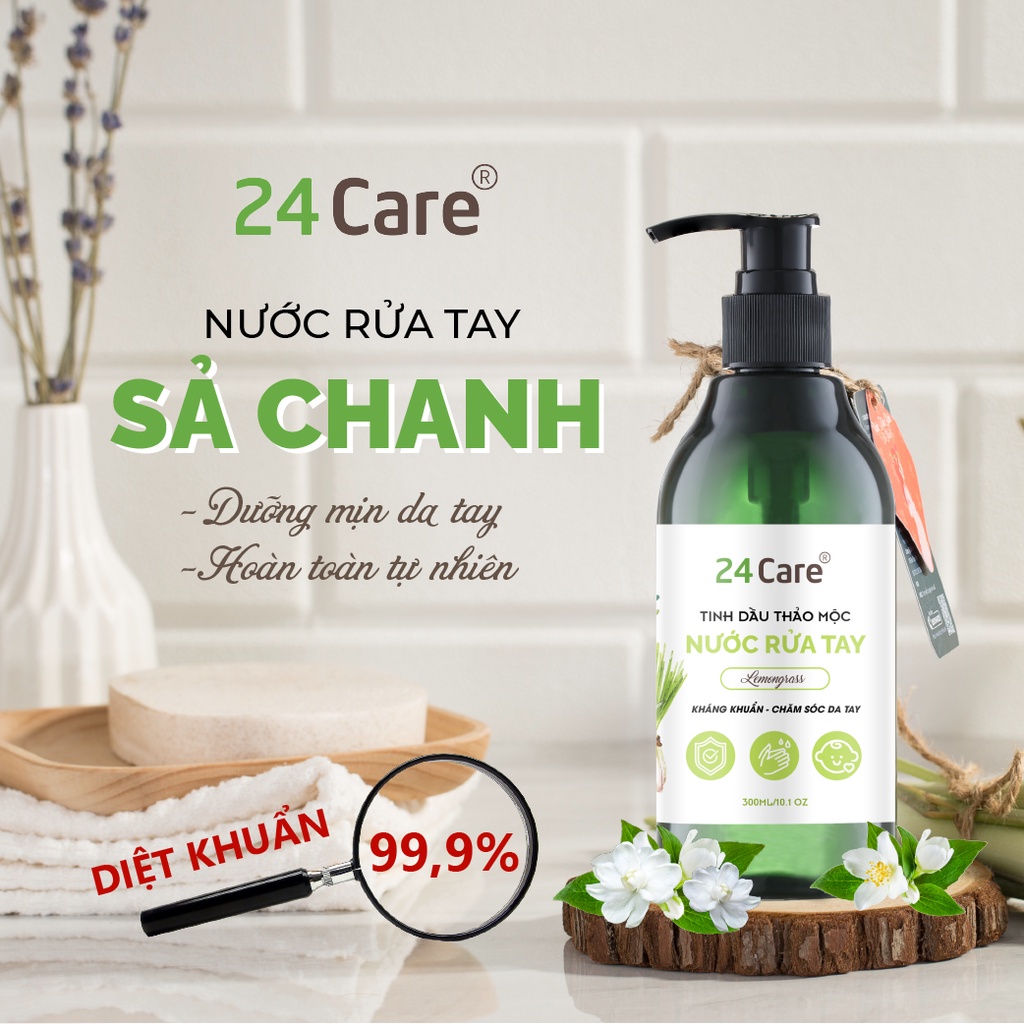 Nước rửa tay hữu cơ trẻ em 24Care 300ML/1L - bảo về trẻ khỏi vi khuẩn gây bệnh, cho con yêu vui chơi không ngại khuẩn