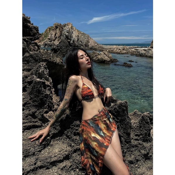 (M54) BIKINI 3 MẢNH ÁO + QUẦN+ CHÂN VÁY LOANG MÀU SEXY