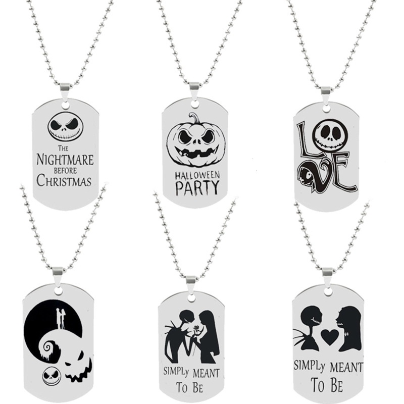 Flgo Vòng cổ Bạc Gothic Hình Bí Ngô Ma Quỷ Dài