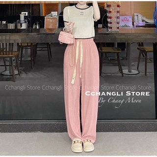 Set quần suông mix áo len tăm crotop