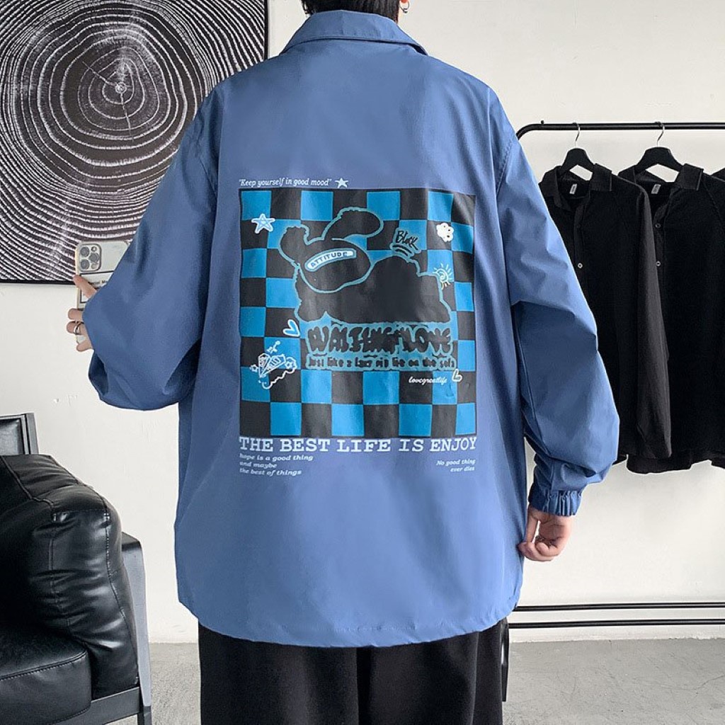 Áo khoác dù 2 lớp dạng có nón unisex , áo khoác gió Ullzang nam nữ from rộng in họa tiết đẹp