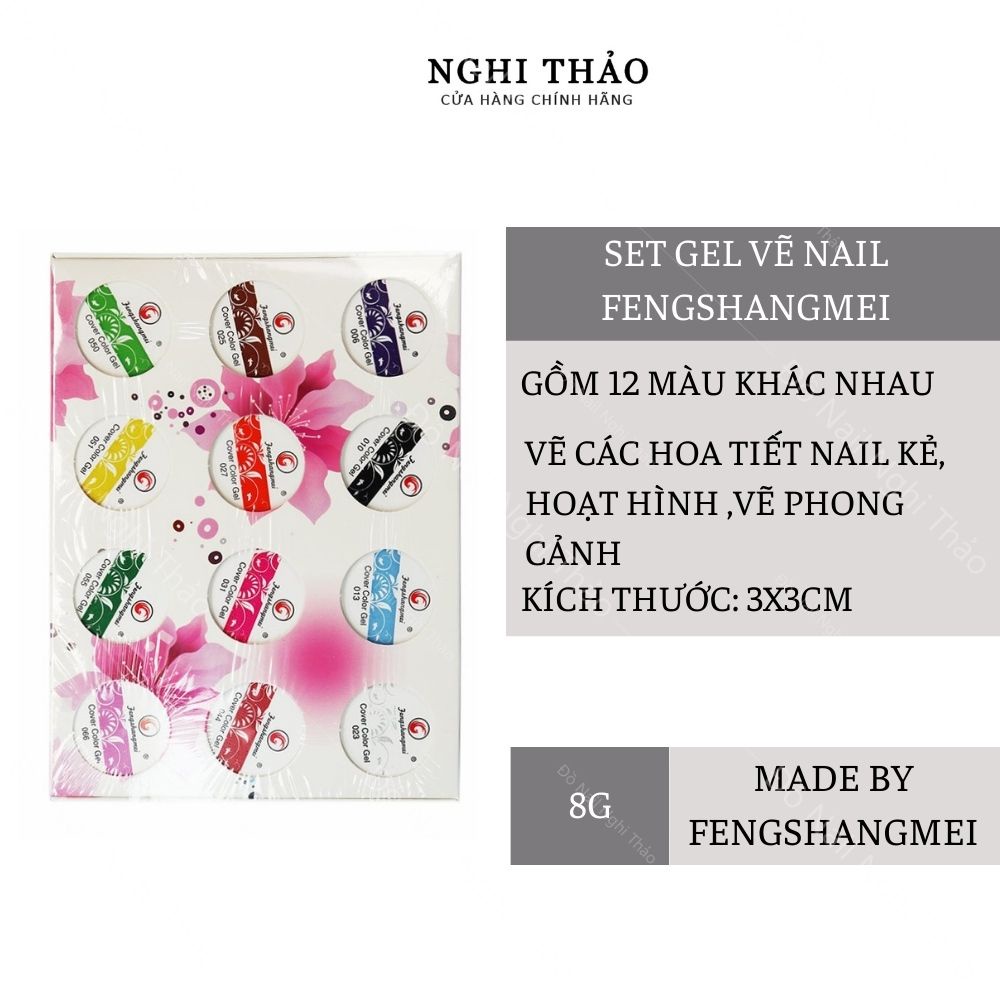 Set gel vẽ nail Fengshangmei 12 Màu