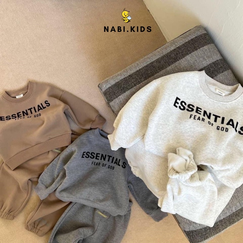 Bộ nỉ bông bé trai esentials nhiều màu | Bộ nỉ thu đông cho bé trai Nabi kids