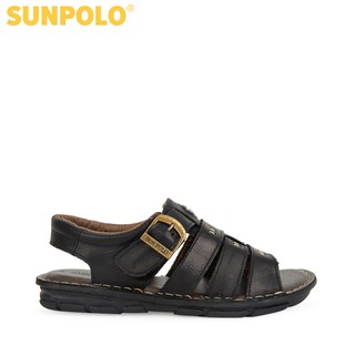 Xăng Đan Nam Da Bò SUNPOLO Đen SDA006