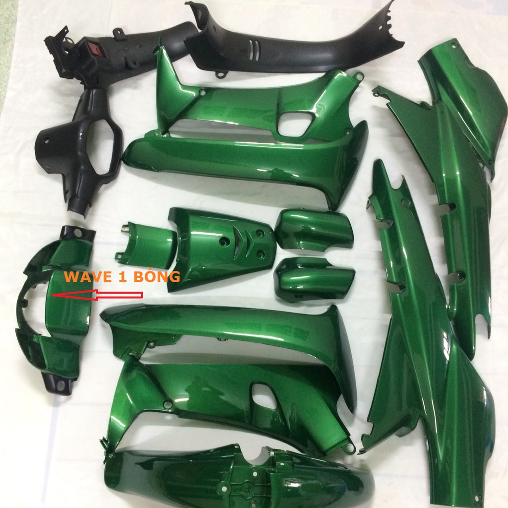 Bộ dàn áo xe Wave 1 bóng ,Wave thái ,Wave 110 ,nhựa ABS màu Xanh HENIKEN