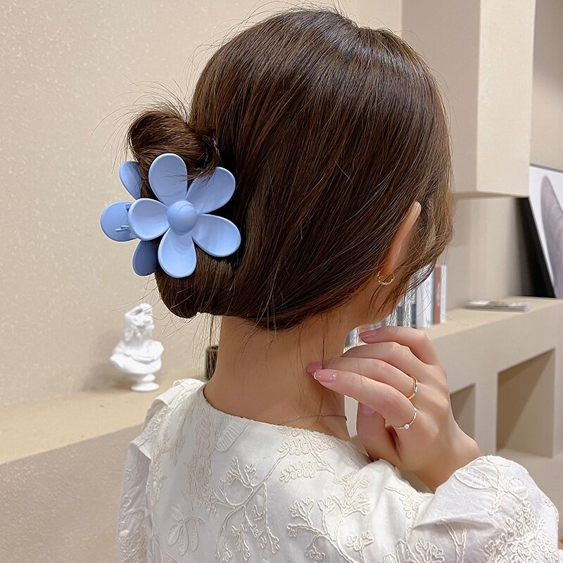 Kẹp Tóc Hình Hoa Màu Trơn Thời Trang Hàn Quốc Cho Nữ