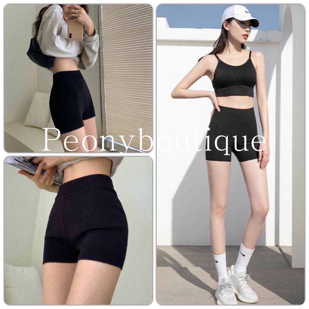 Quần Legging Đùi Yoga PEONYB Nữ [FREESHIP]  Short body dáng ôm, boxer ngắn phong cách thể thao sporty cá tính Ulzzang