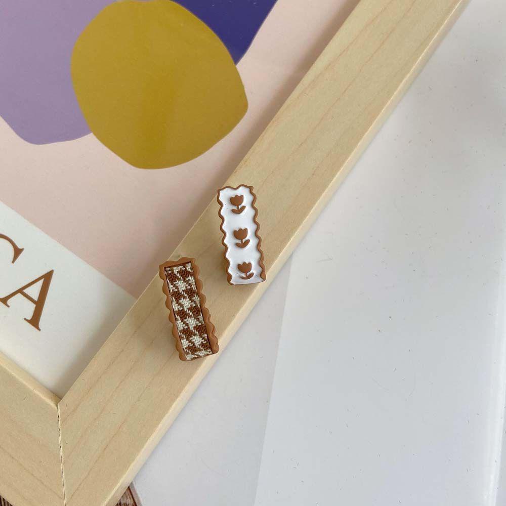 EXPEN Đôi Khuyên Tai Nữ Hình Chữ C Và Hoa Nhiều Màu Sắc Cá Tính