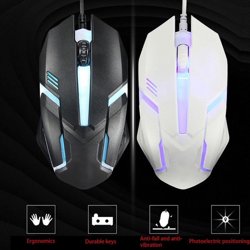 Chuột Gaming White Siêu Bền-Chuột Chơi Game Có Dây 1200 Dpi Kèm Đèn Led Nền