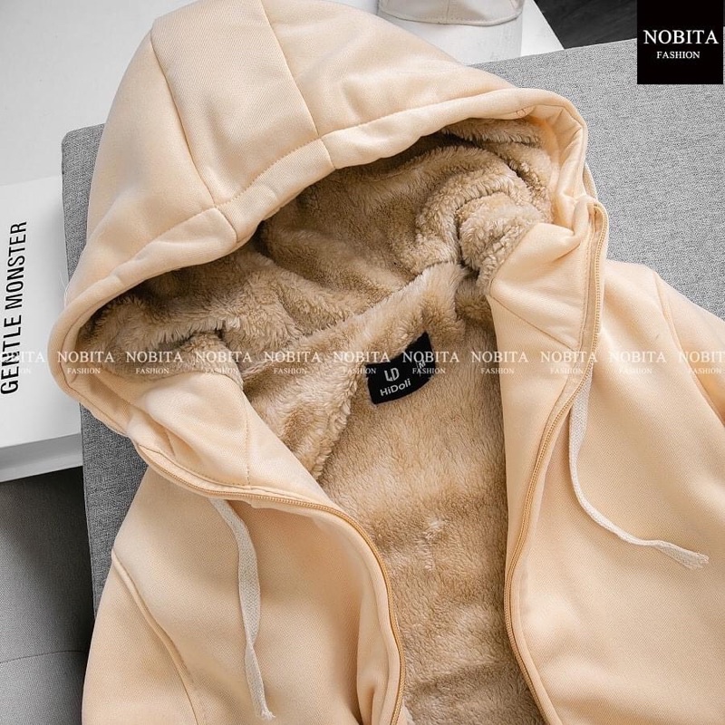 áo hoodie kéo khóa nam nữ, chất liệu nỉ lót lông