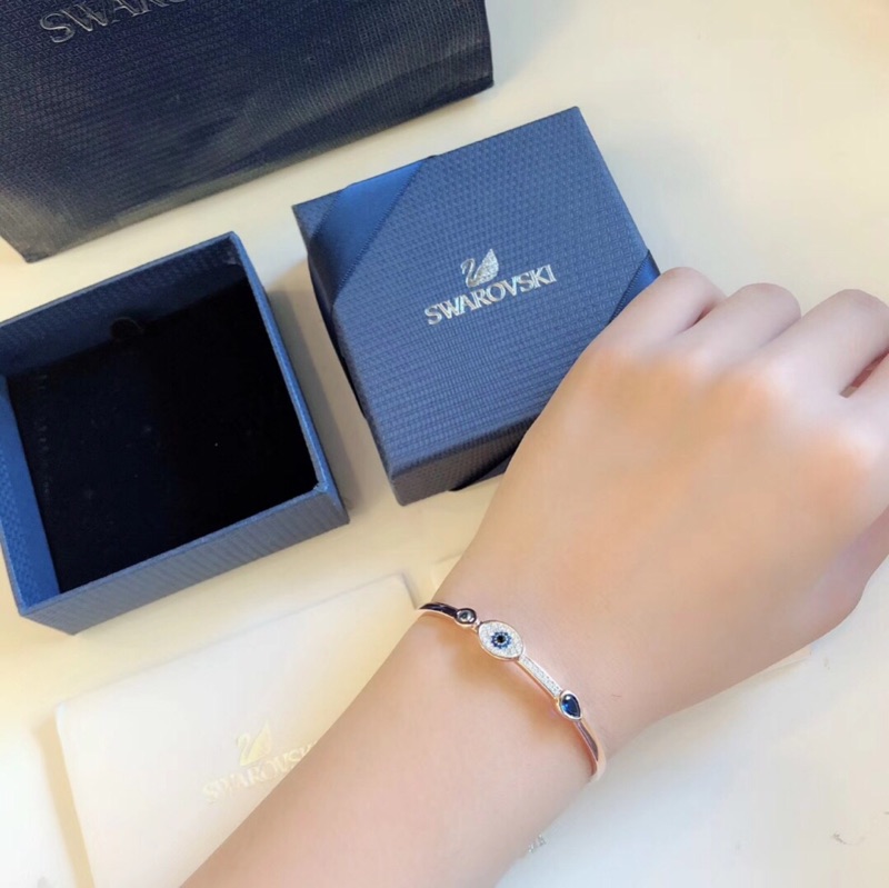 Swarovski Vòng Tay Mạ Bạc 925 Cao Cấp Hình Mắt Quỷ Độc Đáo