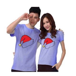 Áo thun đôi in họa tiết nón giáng sinh - áo hạnh phúc
