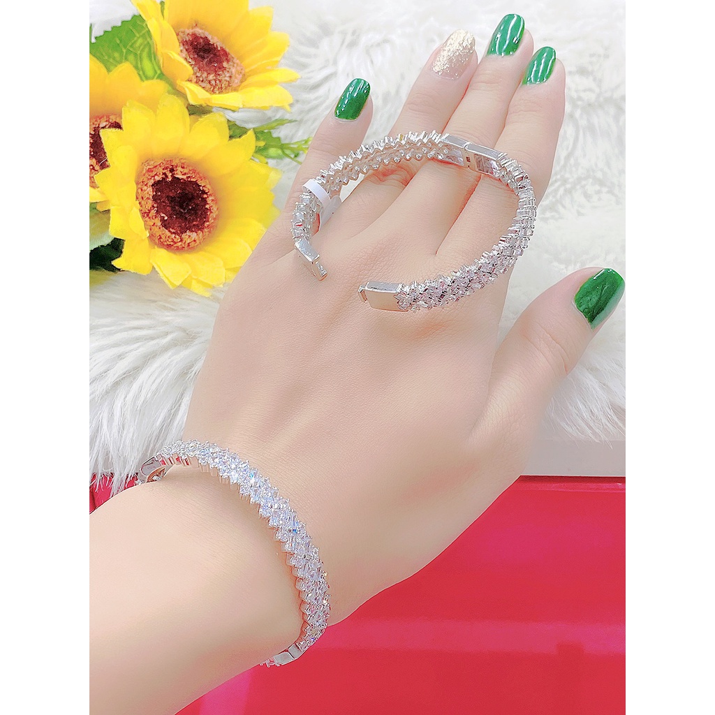 Vòng tay UHA mạ vàng 18K, vàng trắng bền màu thiết kế cao cấp sáng lấp lánh V459