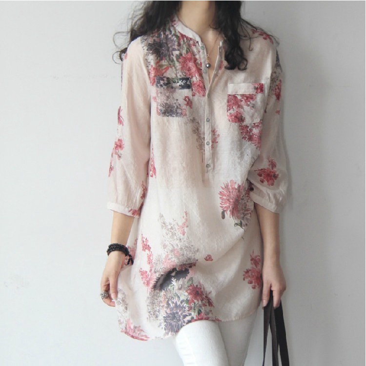 Hàng Mới Về Đầm Sơ Mi Cotton Lanh Dáng Rộng Tay Lửng Ba Món Phong Cách Hàn Quốc Mùa Xuân Hè Tươi Mới Cho Nữ