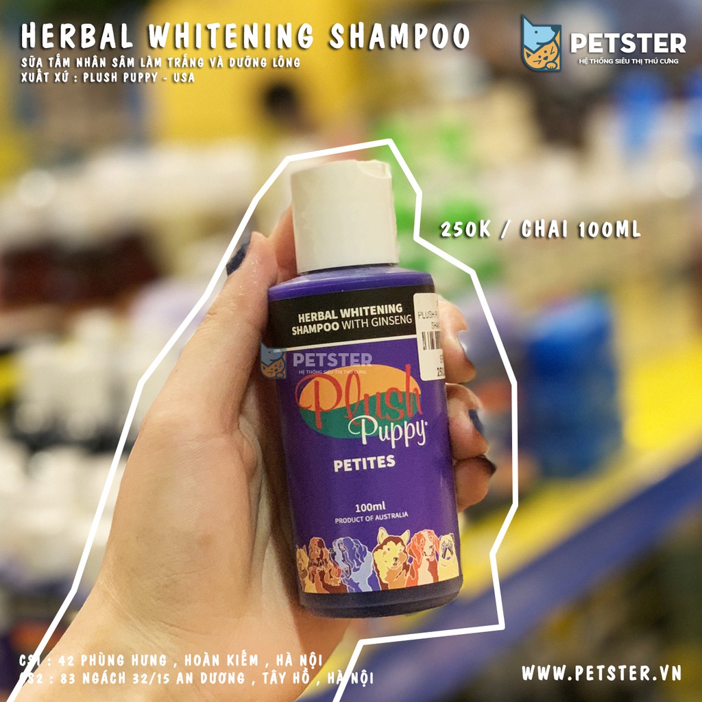 Sữa tắm nhân sâm cho chó ⚡PHỤC HỒI MÀU LÔNG GỐC⚡ Plush puppy herbal whitening shampoo làm trắng và dưỡng lông bóng mượt