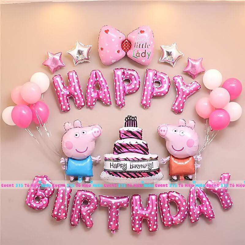 Set bóng trang trí sinh nhật Happy Birthday cho bé trai, bé gái