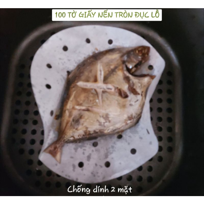 100 Tờ giấy nến tròn đục lỗ cho nồi chiên không dầu size 14-20-23cm