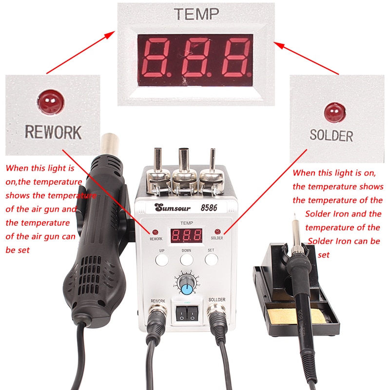 Máy Hàn Điện Tử Smd 8586 700W 2 Trong 1 220V / 110V ESD