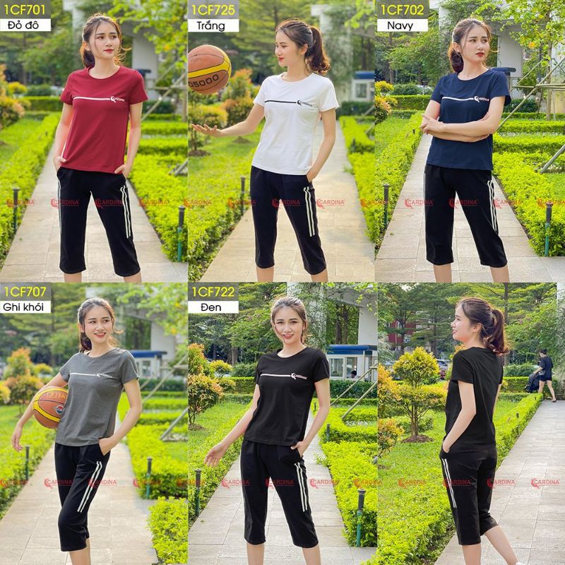 Bộ thể thao Nữ Cardina 100% cotton thoáng mát mềm nhẹ, năng động cá tính