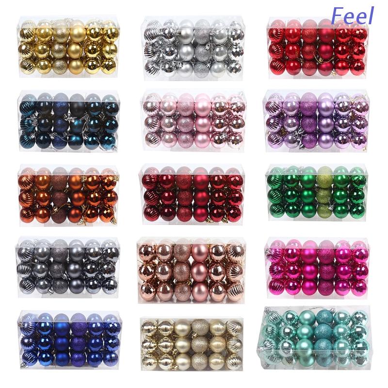 Set 36 Trái Châu 4cm Nhiều Màu Sắc Trang Trí Cây Thông Noel