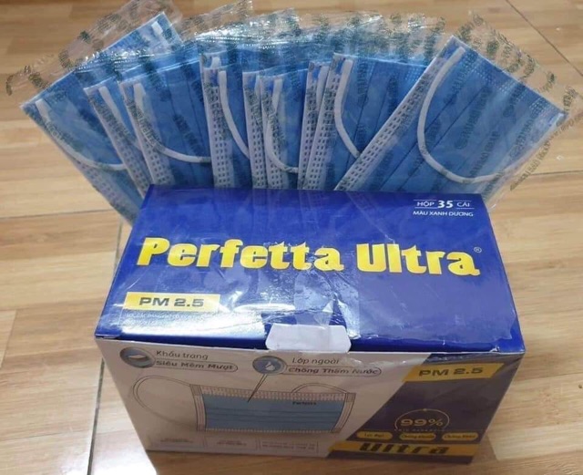 Khẩu Trang Perfetta Ultra 4 lớp hộp 35 cái (có logo)