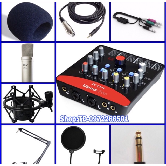 Combo Mic Thu Âm AT100 và Soundcard Icon Pro...