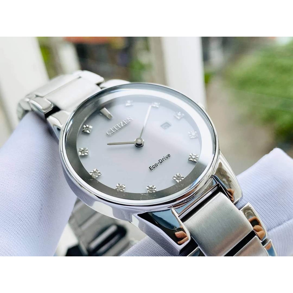 Đồng hồ nữ chính hãng Citien Eco Drive Nữ : GA1050-51B - Máy quartz pin năng lượng ánh sáng - Kính Cứng