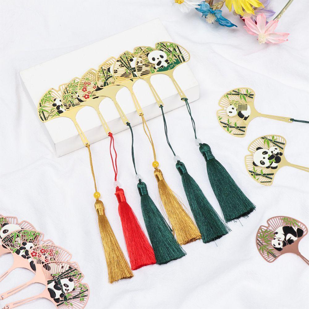 PISTA Thẻ Đánh Dấu Trang Sách Bằng Đồng Thau Hình Gấu Trúc Phong Cách Trung Hoa